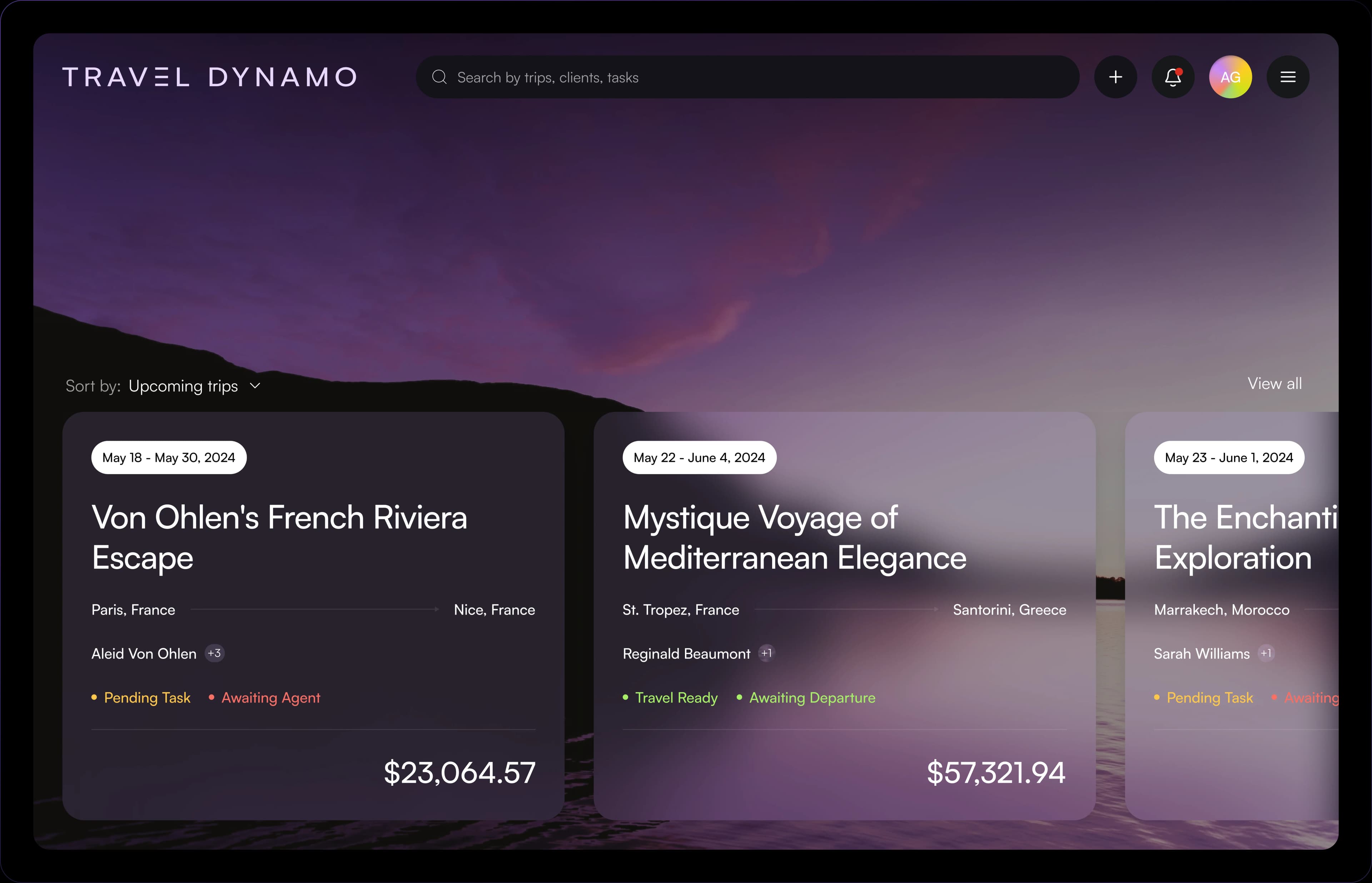 The Travel Dynamo dashboard