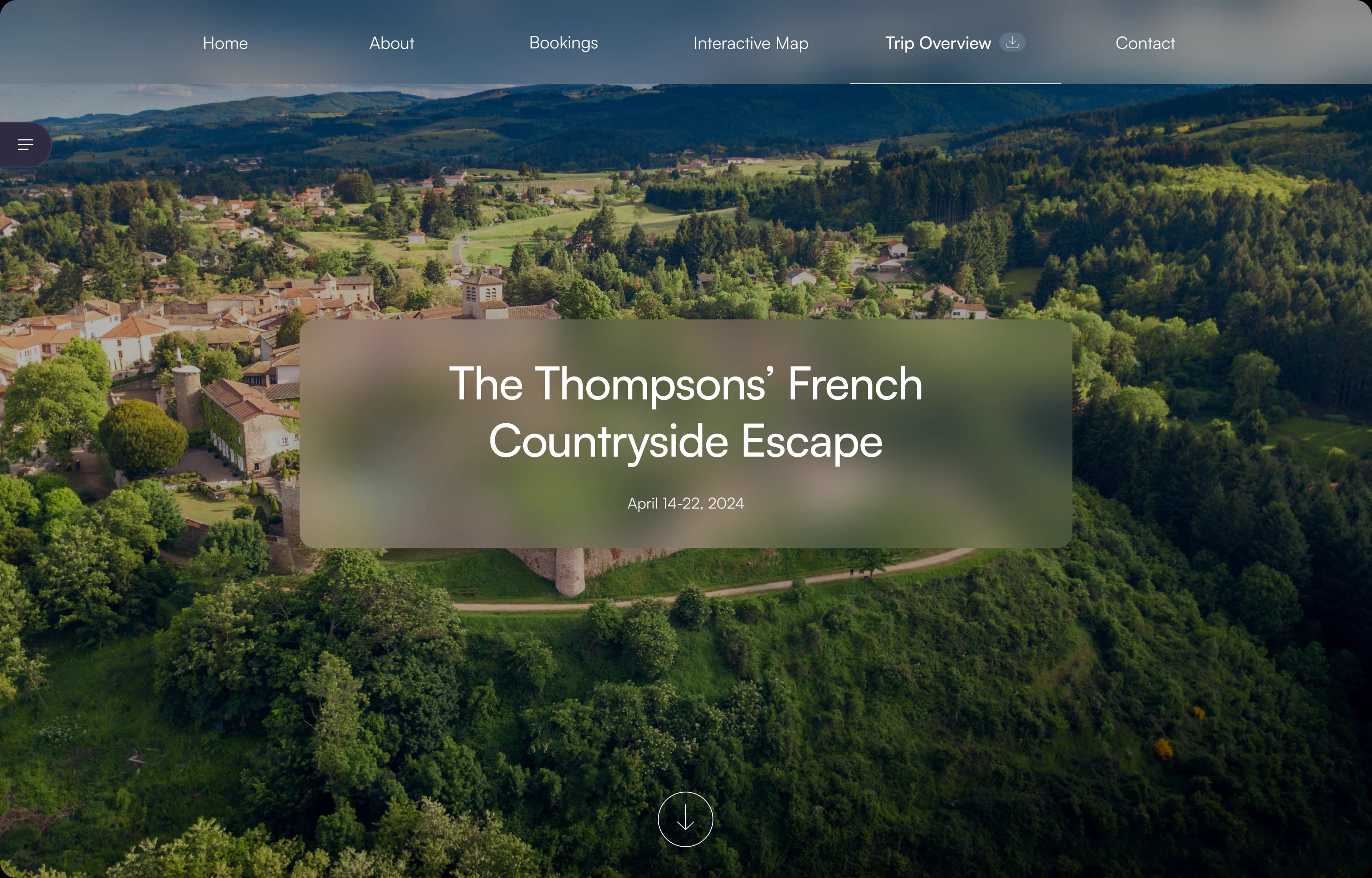 An online itinerary, as a traveller sees it